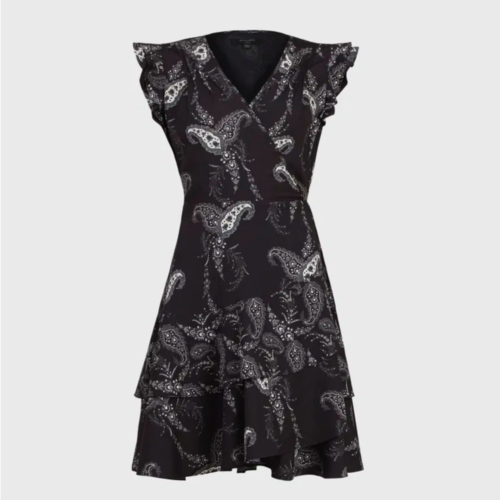 ALLSAINTS Lani Paisley Print Ruffled Dress